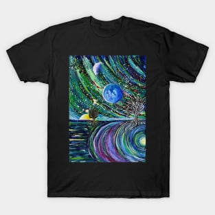 Cosmic Dreams: surreal acrylic painting T-Shirt